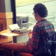 Illustration for article titled Look at This Idiot Using His Typewriter in a Starbucks
